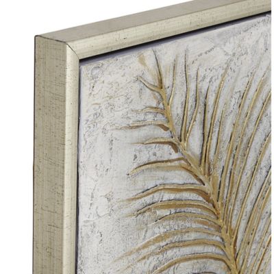 Image showing  Glam Metallic Gold Leaf Palm Fronds Acrylic Painting Framed Wall Art, 48 in. x 36 in.