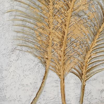 Image showing  Glam Metallic Gold Leaf Palm Fronds Acrylic Painting Framed Wall Art, 48 in. x 36 in.
