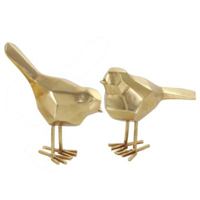 Image showing  Polystone Bird Sculpture with Origami Accents Set, 7 in., 8 in., Gold, 2 pc.