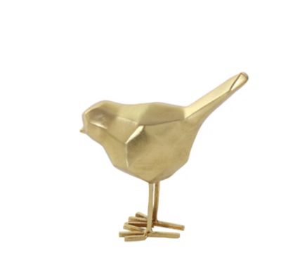 Image showing  Polystone Bird Sculpture with Origami Accents Set, 7 in., 8 in., Gold, 2 pc.