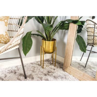 Cosmoliving by Cosmopolitan Gold Metal Indoor Outdoor Dome Planter with Removable Stand, Set of 2, 19 in., 22 in. H