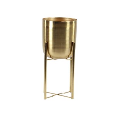 Image showing  Gold Metal Indoor Outdoor Dome Planter with Removable Stand, Set of 2, 19 in., 22 in. H