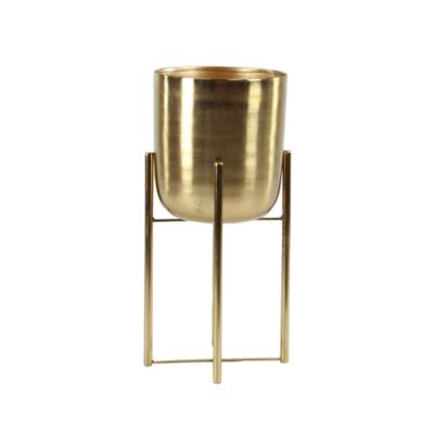 Image showing  Gold Metal Indoor Outdoor Dome Planter with Removable Stand, Set of 2, 19 in., 22 in. H