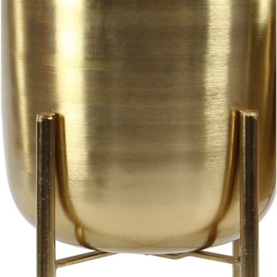 Image showing 5 th Cosmoliving by Cosmopolitan Gold Metal Indoor Outdoor Dome Planter with Removable Stand, Set of 2, 19 in., 22 in. H