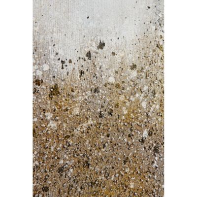 Image showing  Multimedia White and Gold Abstract Art Paintings with Glitter, 29.5 in. x 39.5 in., 2 pc.