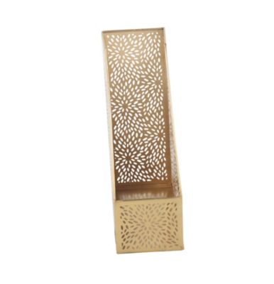 Image showing  Gold Metal Magazine Organizer with Chrysanthemum Pattern, 5 in. x 10 in. x 12 in.