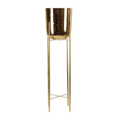 Image showing  Gold Metal Indoor Outdoor Dome Planter with Removable Stand Set of 2 39 in., 46 in.H