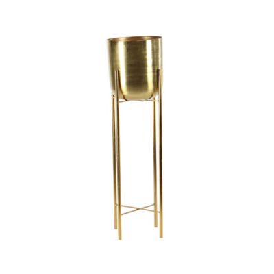 Image showing  Gold Metal Indoor Outdoor Dome Planter with Removable Stand Set of 2 39 in., 46 in.H