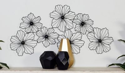 Image showing  Black Floral Wall Decor, 43 in. x 21 in.