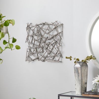 Cosmoliving by Cosmopolitan Silver Metal Abstract Wall Decor, 20 in. x 20 in.