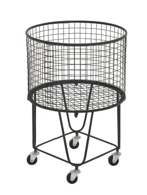 Image showing  Metal Mesh Laundry Basket Storage Cart, 17 in. x 17 in. x 25 in., Black