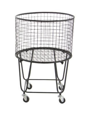 Image showing  Metal Mesh Laundry Basket Storage Cart, 17 in. x 17 in. x 25 in., Black