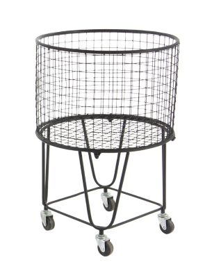 Image showing  Metal Mesh Laundry Basket Storage Cart, 17 in. x 17 in. x 25 in., Black