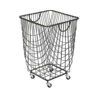 Image showing  Metal Mesh Laundry Basket Storage, 16 in. x 16 in. x 24 in., Black
