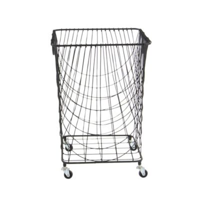 Image showing  Metal Mesh Laundry Basket Storage, 16 in. x 16 in. x 24 in., Black
