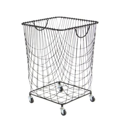 Image showing  Metal Mesh Laundry Basket Storage, 16 in. x 16 in. x 24 in., Black