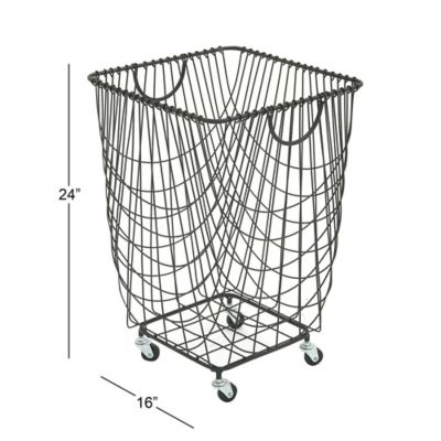 Image showing  Metal Mesh Laundry Basket Storage, 16 in. x 16 in. x 24 in., Black