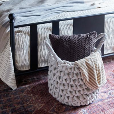 Image showing  Handmade Dove Gray Storage Baskets with Mesh Detail, 2 pc.