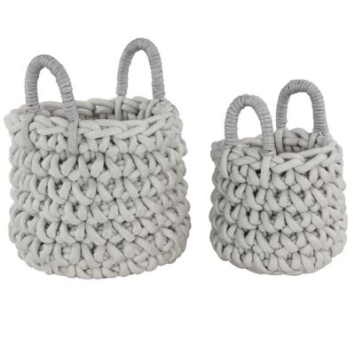 Image showing  Handmade Dove Gray Storage Baskets with Mesh Detail, 2 pc.