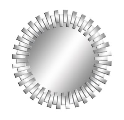 Image showing  Glam Style Large and Round Silver Sunburst Wooden Wall Mirror, 42 in. x 42 in.