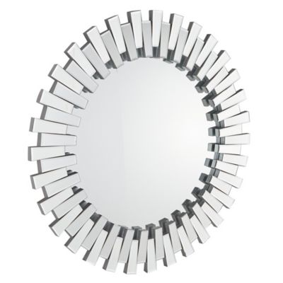 Image showing  Glam Style Large and Round Silver Sunburst Wooden Wall Mirror, 42 in. x 42 in.