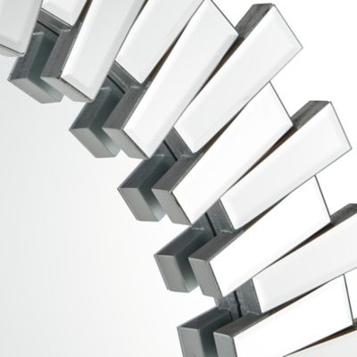 Image showing  Glam Style Large and Round Silver Sunburst Wooden Wall Mirror, 42 in. x 42 in.