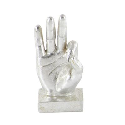 Image showing  Polystone Hands Sculpture Set, 7 in., 7 in., 6 in., Silver, 3 pc.