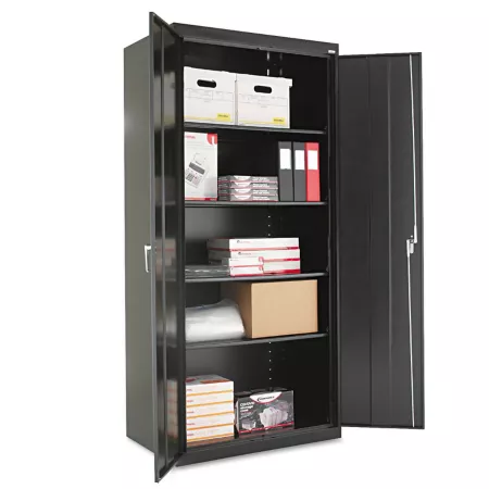 Alera 36 in x 24 in x 78 in Assembled Tall Storage Cabinet with Adjustable Shelves Black Freestanding Garage Cabinets