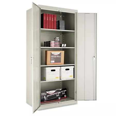 Alera 36 in x 24 in x 78 in Assembled Tall Storage Cabinet with Adjustable Shelves Light Gray Bookcases & Bookshelves