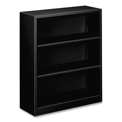 HON 3-Shelf Metal Bookcase, Black, 12.63 in. D x 34.5 in. W x 41 in. H, 57 lb.