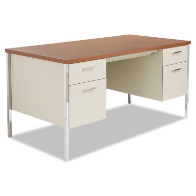 Alera Double Pedestal Steel Desk with 5 Drawers