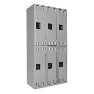 Tennsco Double-Tier Locker, 36 in. x 18 in. x 72 in., Medium Gray