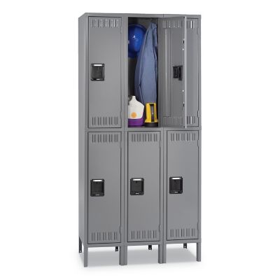 Tennsco Double-Tier Locker, 36 in. x 18 in. x 72 in., Medium Gray, Triple Stack