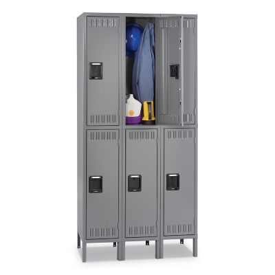 Tennsco Double-Tier Triple Stack Locker, 36 in. x 18 in. x 72 in., Medium Gray
