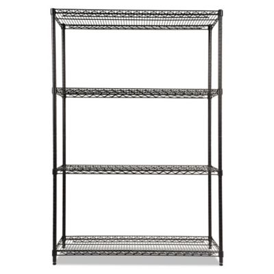 Image showing 1 th Alera 48 in. x 18 in. x 72 in. 4-Shelf NSF Certified Industrial Wire Shelving Kit, Black