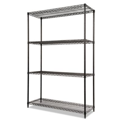 Image showing 2 th Alera 48 in. x 18 in. x 72 in. 4-Shelf NSF Certified Industrial Wire Shelving Kit, Black
