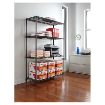 Image showing 3 th Alera 48 in. x 18 in. x 72 in. 4-Shelf NSF Certified Industrial Wire Shelving Kit, Black