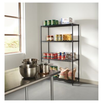 Image showing 4 th Alera 48 in. x 18 in. x 72 in. 4-Shelf NSF Certified Industrial Wire Shelving Kit, Black