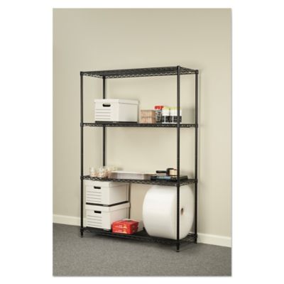 Image showing 5 th Alera 48 in. x 18 in. x 72 in. 4-Shelf NSF Certified Industrial Wire Shelving Kit, Black