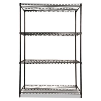 Image showing 1 th Alera 48 in. x 24 in. x 72 in. 4-Shelf NSF Certified Industrial Wire Shelving Kit, Black