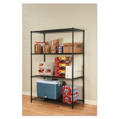 Image showing 2 th Alera 48 in. x 24 in. x 72 in. 4-Shelf NSF Certified Industrial Wire Shelving Kit, Black