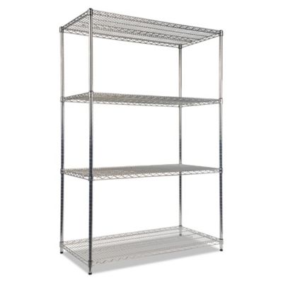 Alera 48 in. x 24 in. x 72 in. 4-Shelf NSF Certified Industrial Wire Shelving Kit, Silver