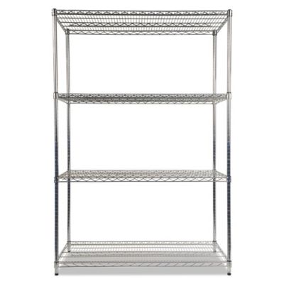 Image showing  48 in. x 24 in. x 72 in. 4-Shelf NSF Certified Industrial Wire Shelving Kit, Silver