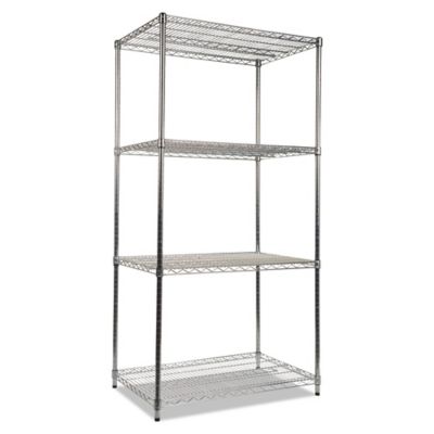 Alera 36 in. x 24 in. x 72 in. 4-Shelf NSF Certified Industrial Wire Shelving Kit, Silver