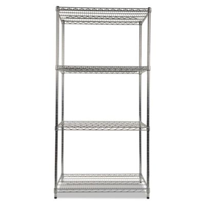 Image showing 1 th Alera 36 in. x 24 in. x 72 in. 4-Shelf NSF Certified Industrial Wire Shelving Kit, Silver