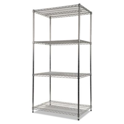 Image showing 2 th Alera 36 in. x 24 in. x 72 in. 4-Shelf NSF Certified Industrial Wire Shelving Kit, Silver