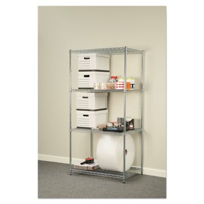 Image showing 4 th Alera 36 in. x 24 in. x 72 in. 4-Shelf NSF Certified Industrial Wire Shelving Kit, Silver