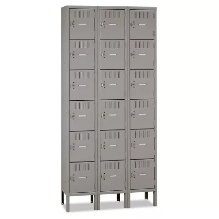 Tennsco 18 Triple Door Cubby Locker with Legs Medium Gray 36 in x 18 in x 78 in. Freestanding Garage Cabinets