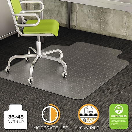 Deflecto Vinyl Duramat Moderate Use Chair Mat for Low Pile Carpet, Smooth Beveled Edge