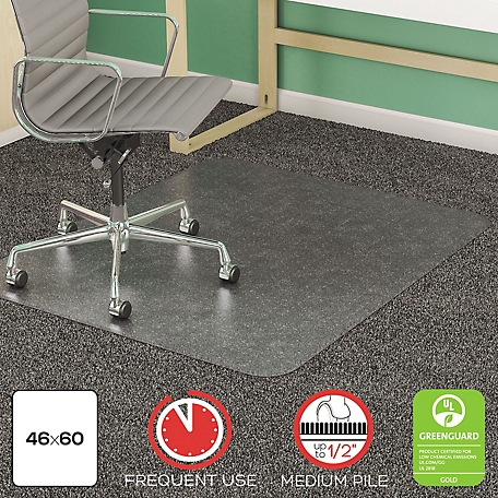 Deflecto Vinyl Supermat Frequent Use Chair Mat for Medium Flat Pile Carpet, Rectangular